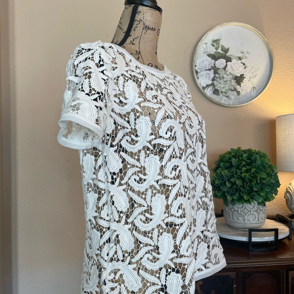 NWT Loft White Paisley Pattern Crotched Open Top - Picture 7 of 15